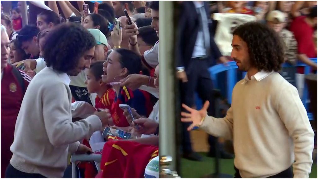 En vídeo: el detalle de Marc Cucurella con la afición que le dejó la muñeca resentida al llegar a Sevilla