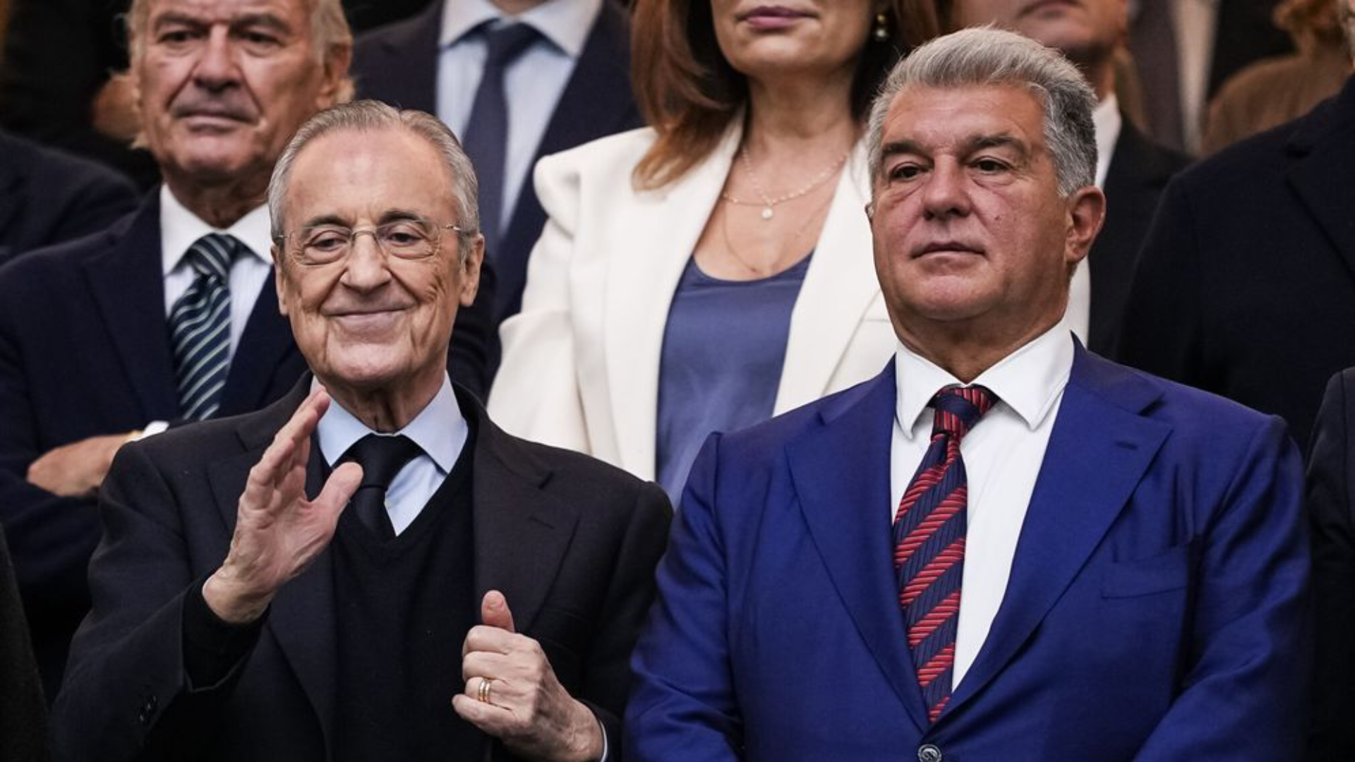 Florentino Pérez y Joan Laporta, en el palco del Bernabéu Florentino Pérez y Joan Laporta, en el palco del Bernabéu