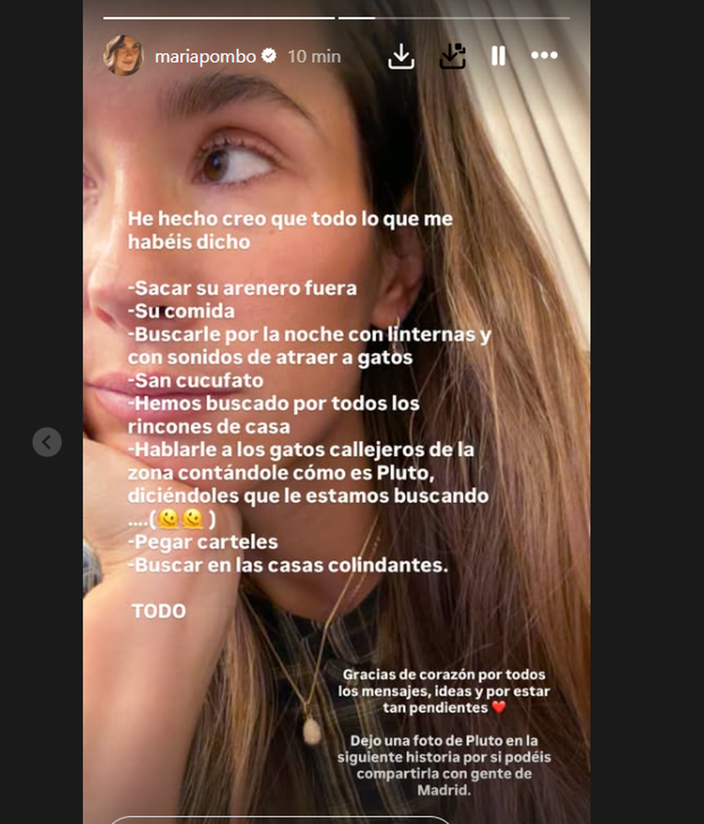 María Pombo, sobre la desaparción de su gato
