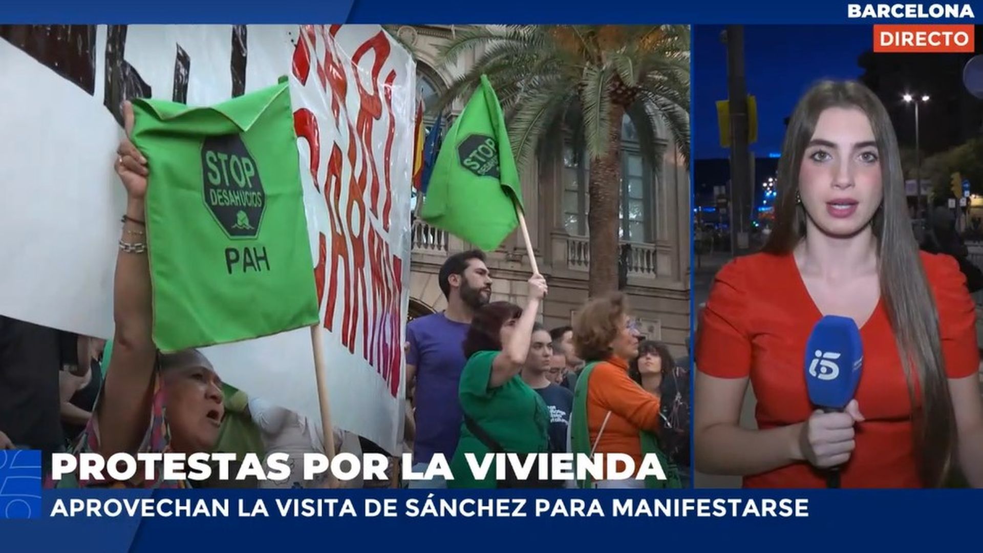 Protesta por la vivienda en Barcelona por el 'decreto Maricarmen': aprovechan la visita de Sánchez para manifestarse