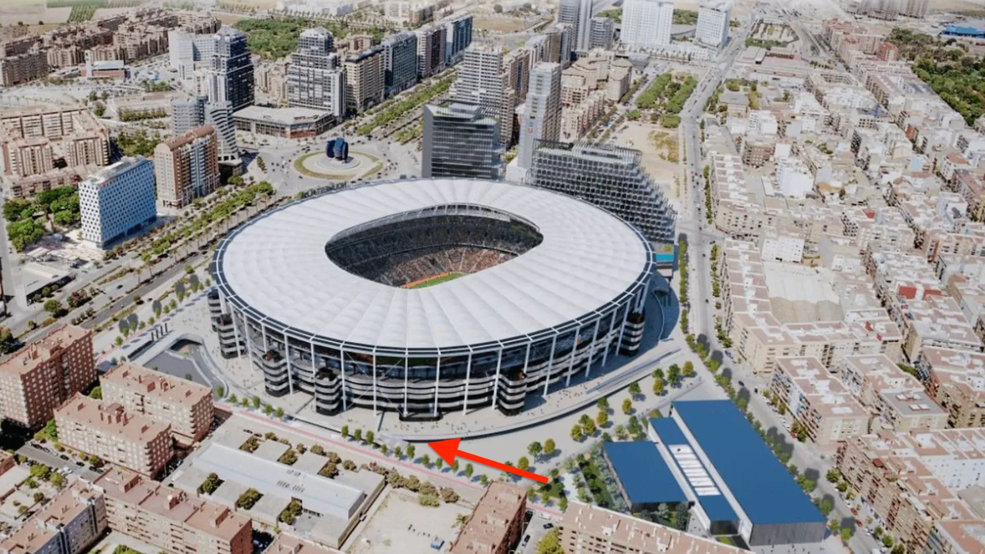 Acceso de la afición visitante a la grada del Nou Mestalla