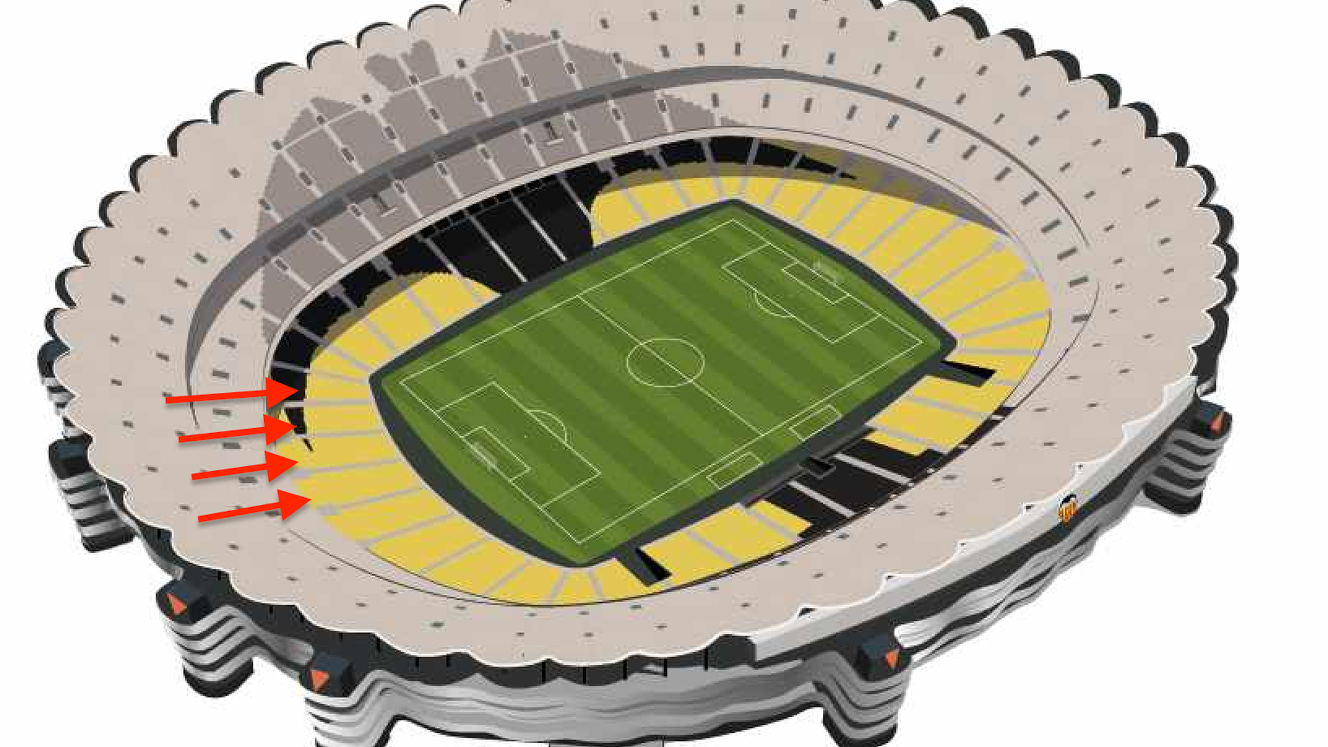 Grada de animación afición del Valencia CF