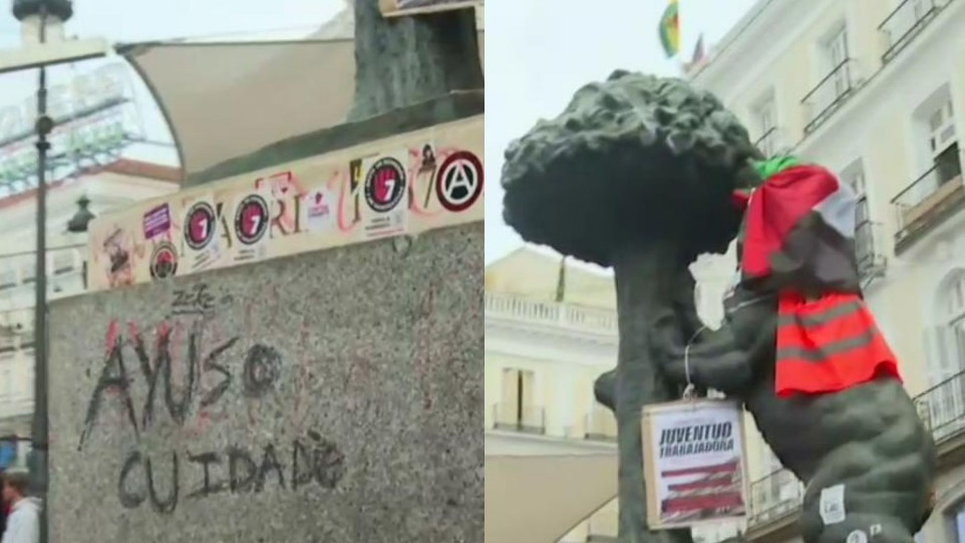 El Oso y el Madroño, "vandalizado" con pintadas amenazantes a Ayuso El Oso y el Madroño, "vandalizado" con pintadas amenazantes a Ayuso