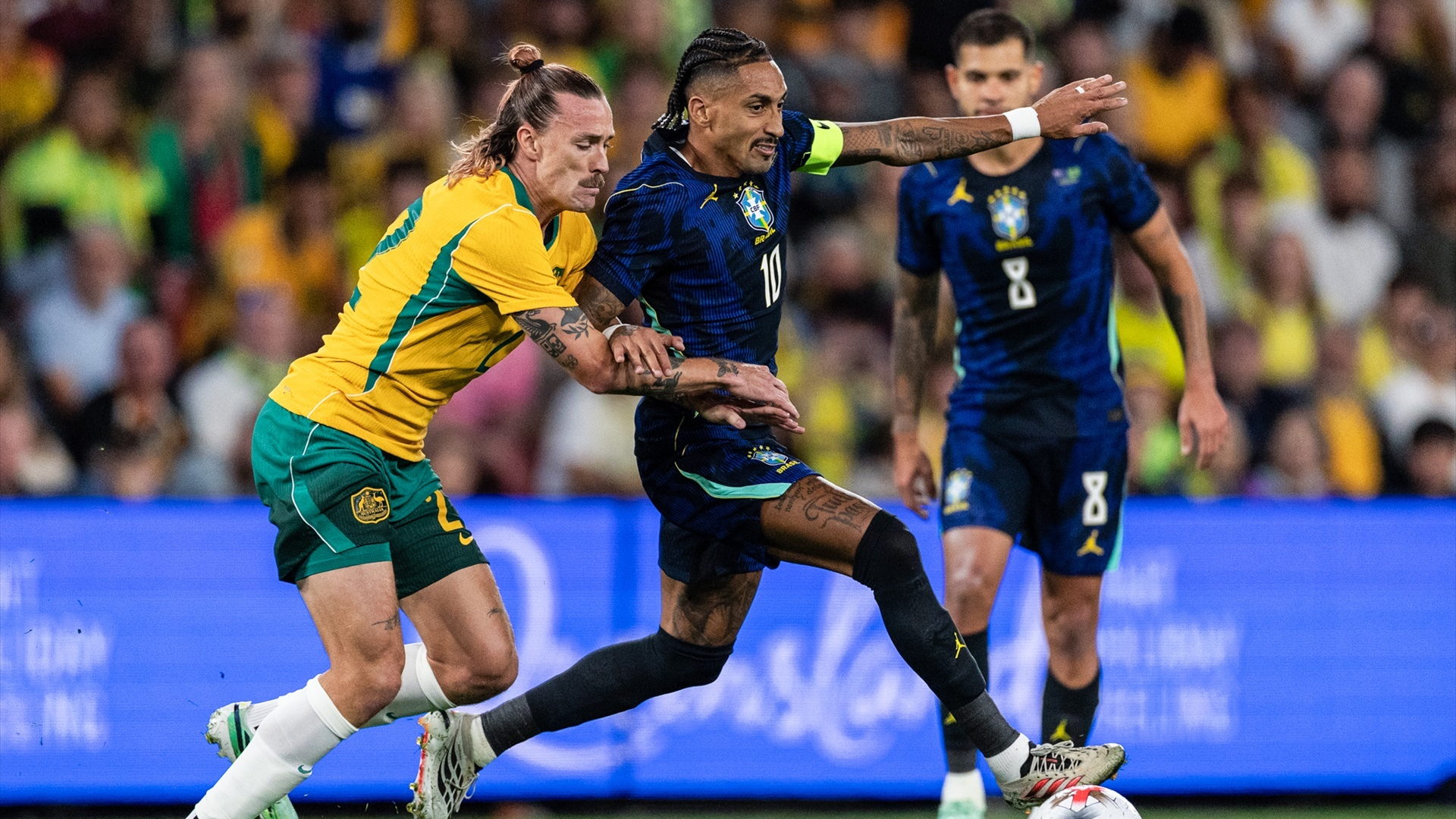 Raphinha, durante el amistoso de Brasil ante Australia