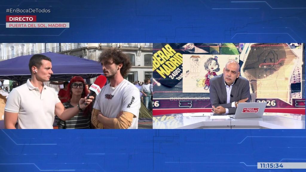 Los acampados de Sol quitan el ataúd de Ayuso en directo en ‘En boca de todos’: “No se permite ningún tipo de odio”