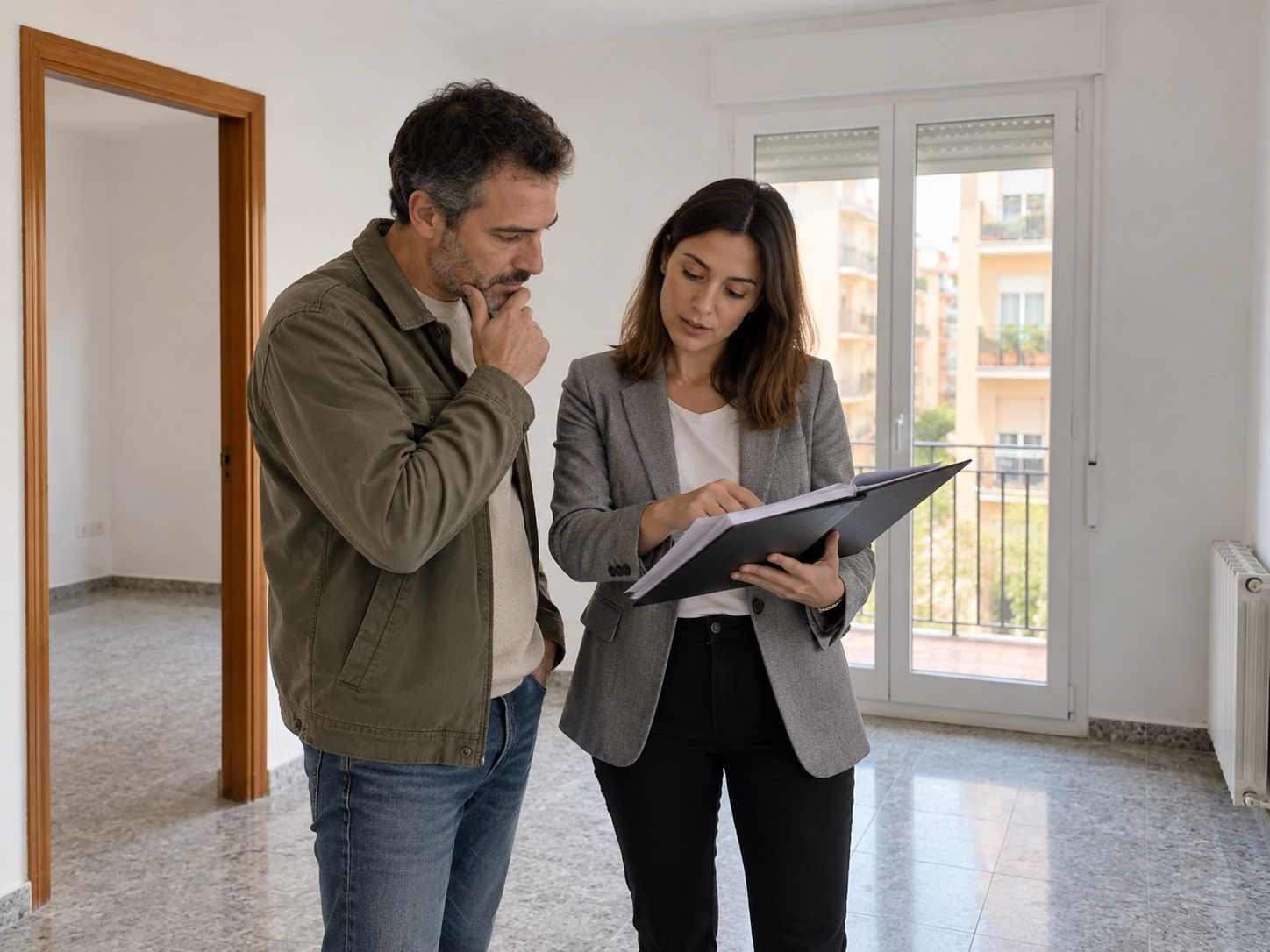 Un hombre visitando una casa para su futuro alquiler