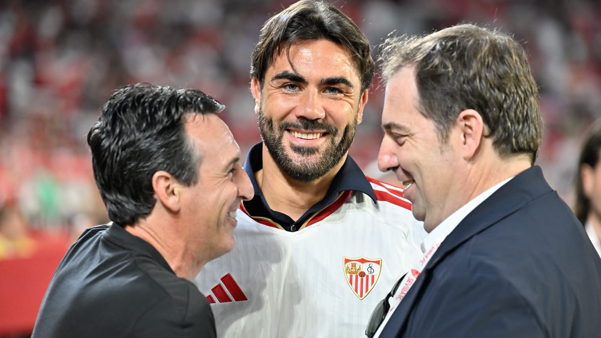 Iborra, junto a Emery y Vidagany, en el Sánchez-Pizjuán Iborra, junto a Emery y Vidagany, en el Sánchez-Pizjuán