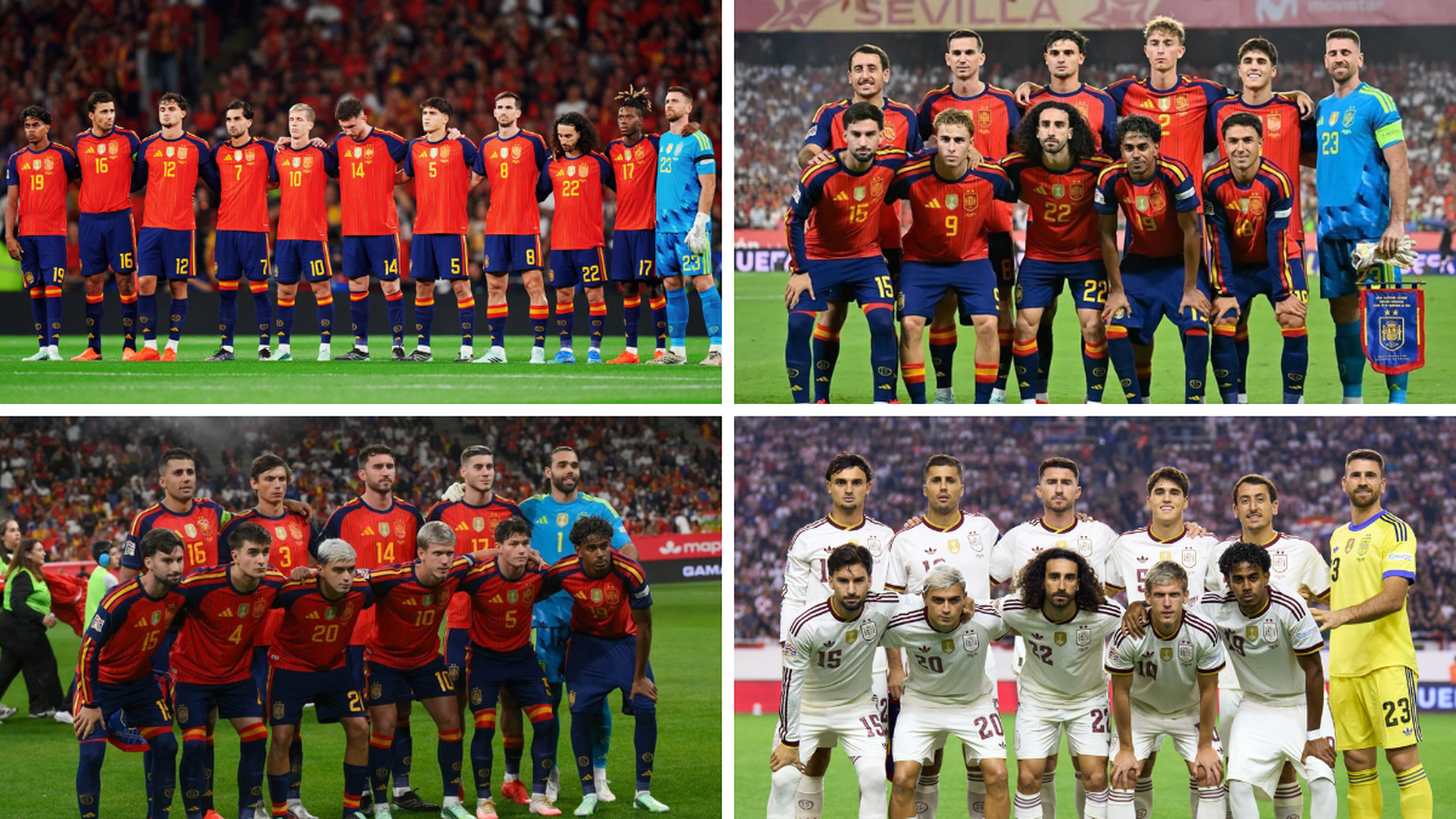 Las cuatro alineaciones de España durante el parón de selecciones Las cuatro alineaciones de España durante el parón de selecciones