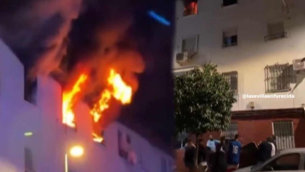 Los vecinos salvan a un hombre que saltó desde un tercer piso para huir de las llamas de su piso en Sevilla:  "Tírate"
