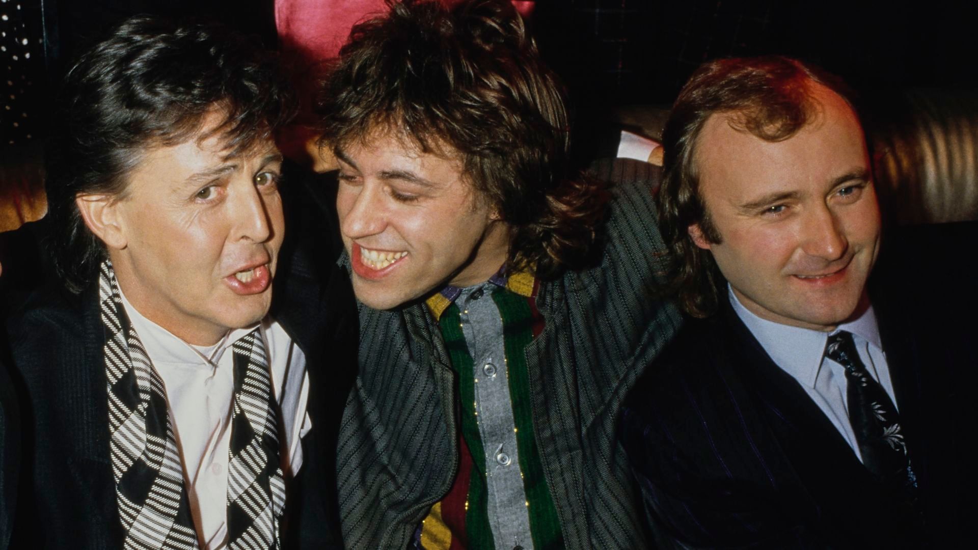 Paul McCartney, Bob Geldof y Phil Collins Paul McCartney, Bob Geldof y Phil Collins