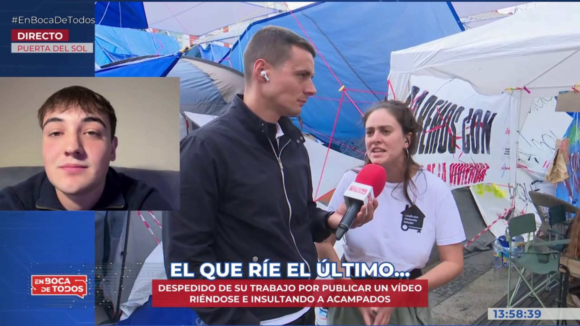 Una manifestante de Sol se enfrenta a Joan Ramos, despedido por increpar a los acampados Una manifestante de Sol se enfrenta a Joan Ramos, despedido por increpar a los acampados