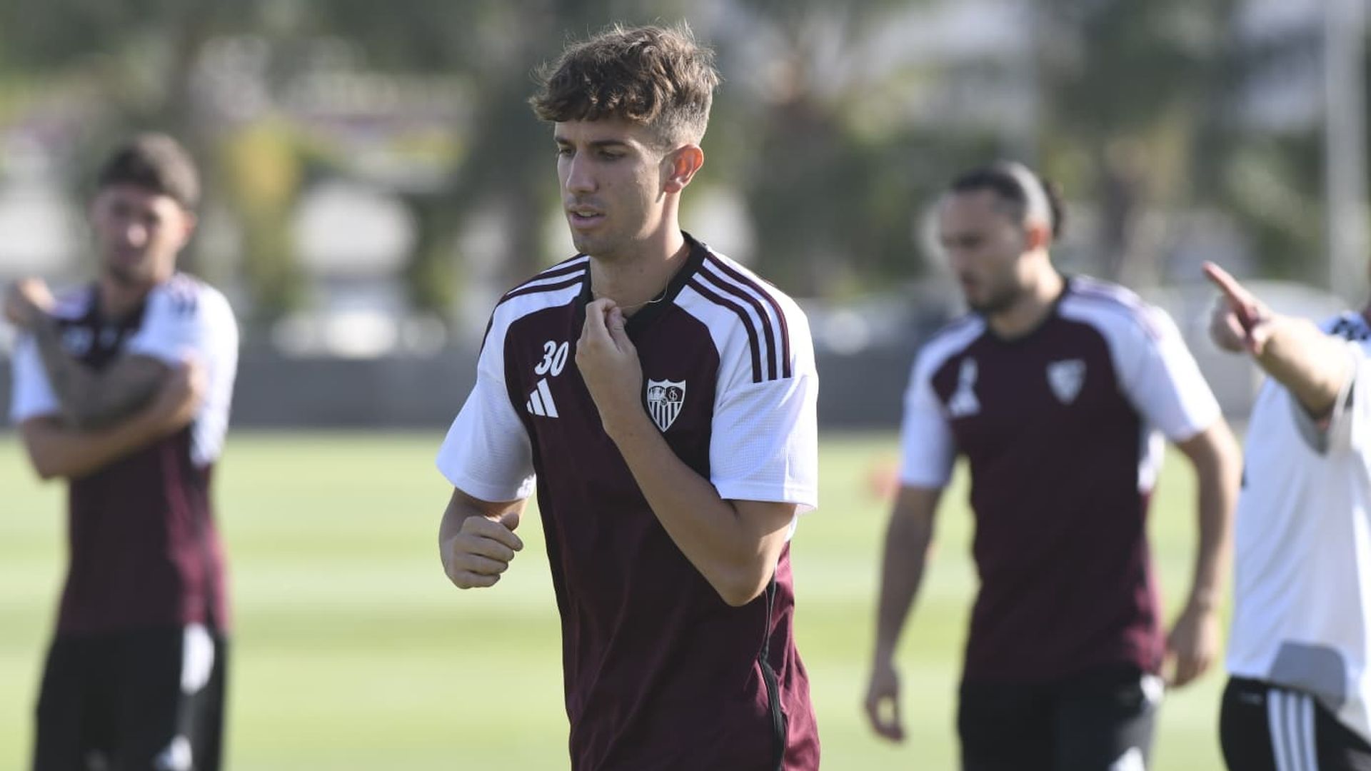 Miguel Sierra, en el entrenamiento de este miércoles