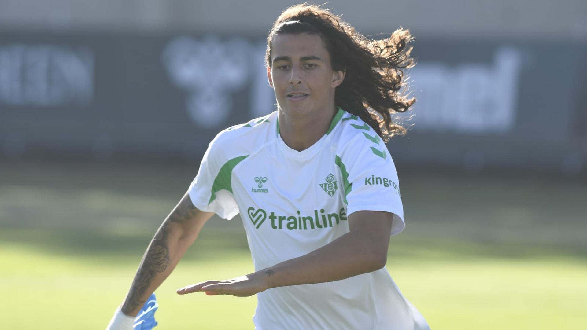 Curro Macías, en el entrenamiento del primer equipo