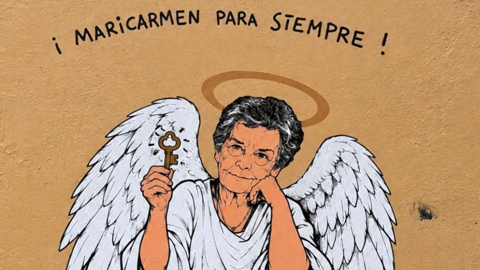El mural de Maricarmen con alas de ángel pintado por el artista TVBoy en Barcelona: "Para siempre" El mural de Maricarmen con alas de ángel pintado por el artista TVBoy en Barcelona: "Para siempre"