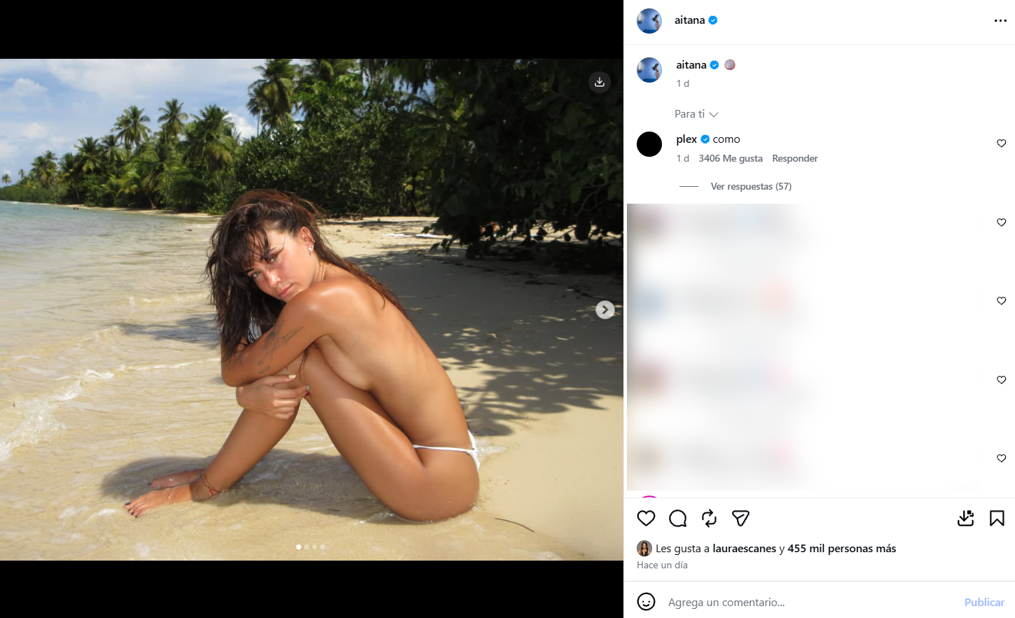 Aitana durante sus días de descanso en la playa