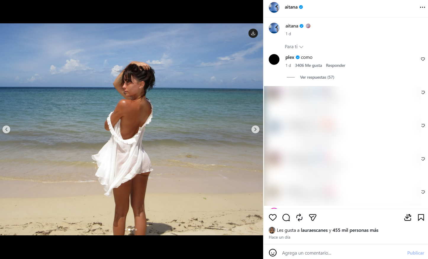 Aitana durante sus vacaciones en la playa