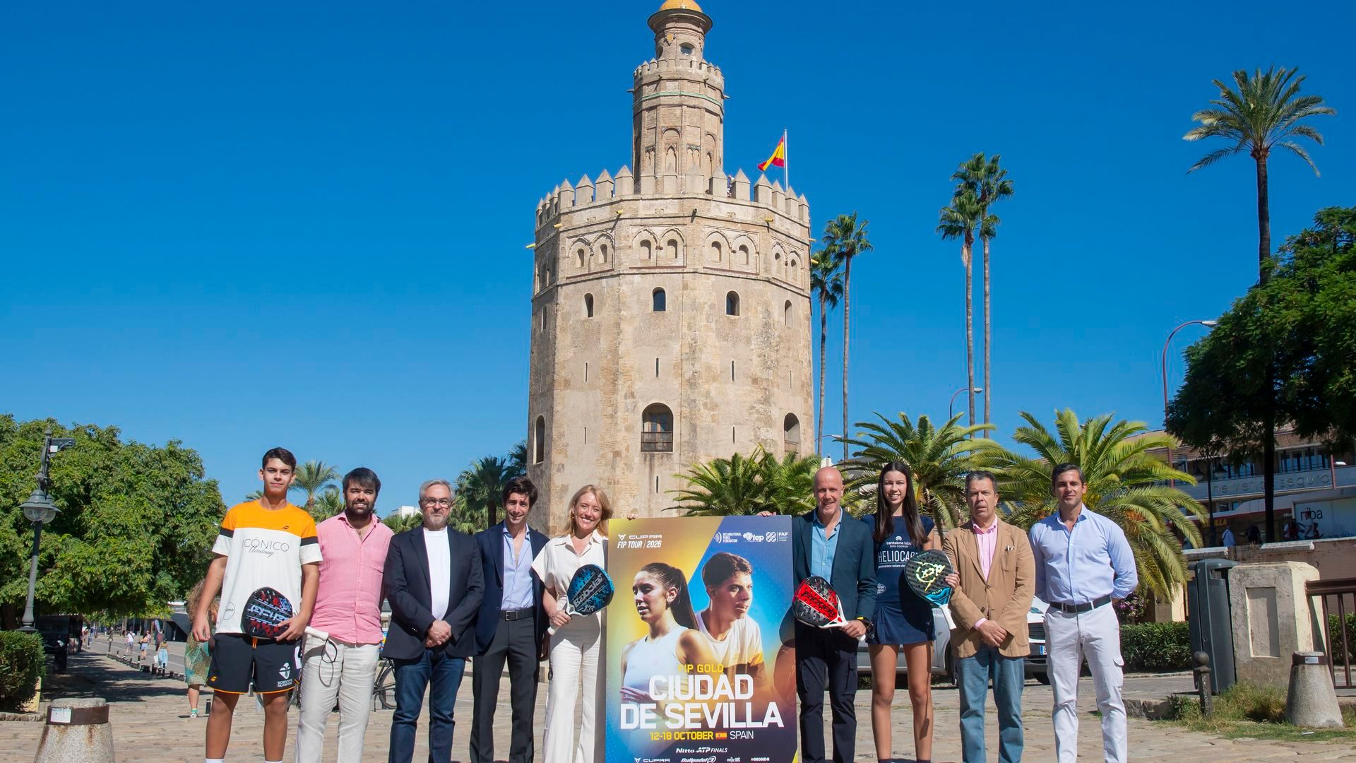 Foto de familia de la presentación del torneo de pádel de Sevilla. Foto de familia de la presentación del torneo de pádel de Sevilla.