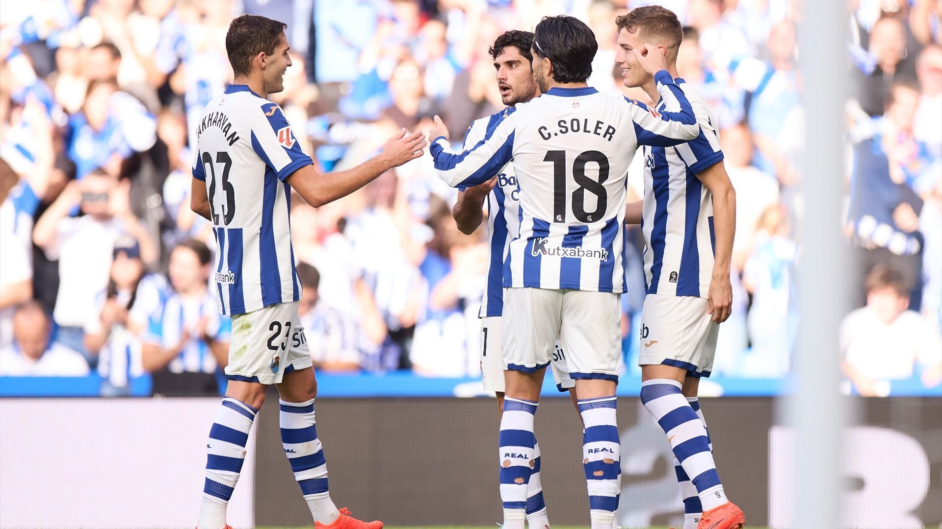 Celebración de la Real Sociedad ante el Dépor