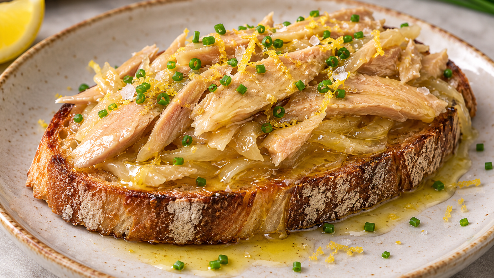 Tosta templada de ventresca en mantequilla