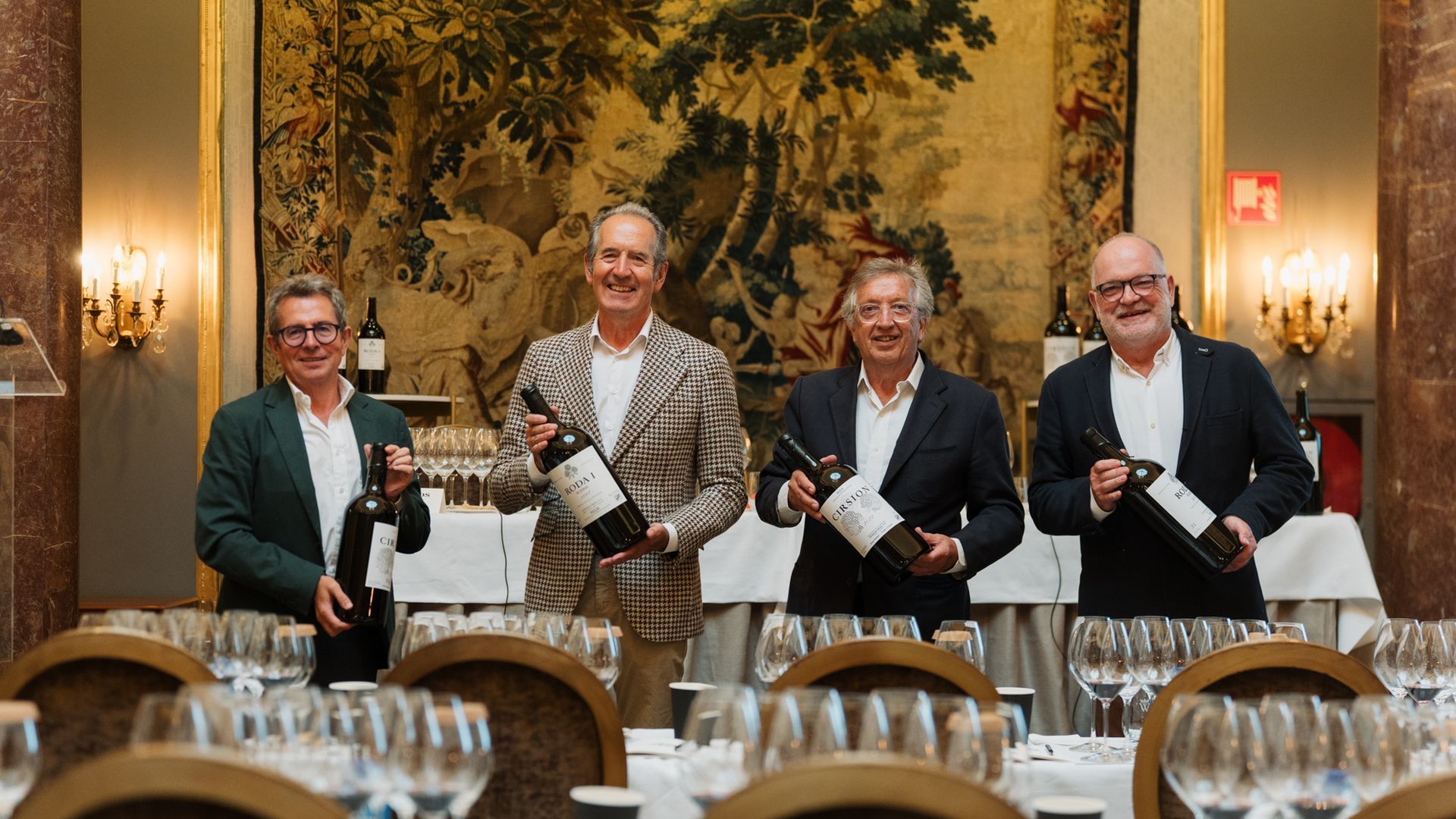Mario Rotllant, Agustín Santolaya, Isidro Palacios y Carlos Díez en la cata Cata 40 Aniversario Bodegas RODA