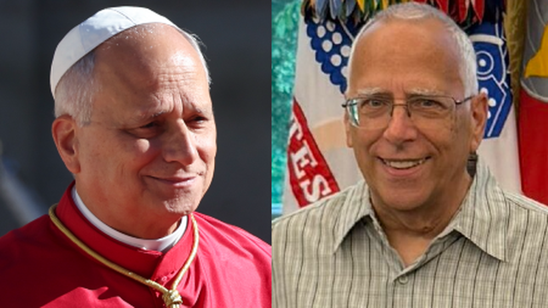 Fotomontaje del papa León XIV y su hermano mayor, Louis Prevost Fotomontaje del papa León XIV y su hermano mayor, Louis Prevost
