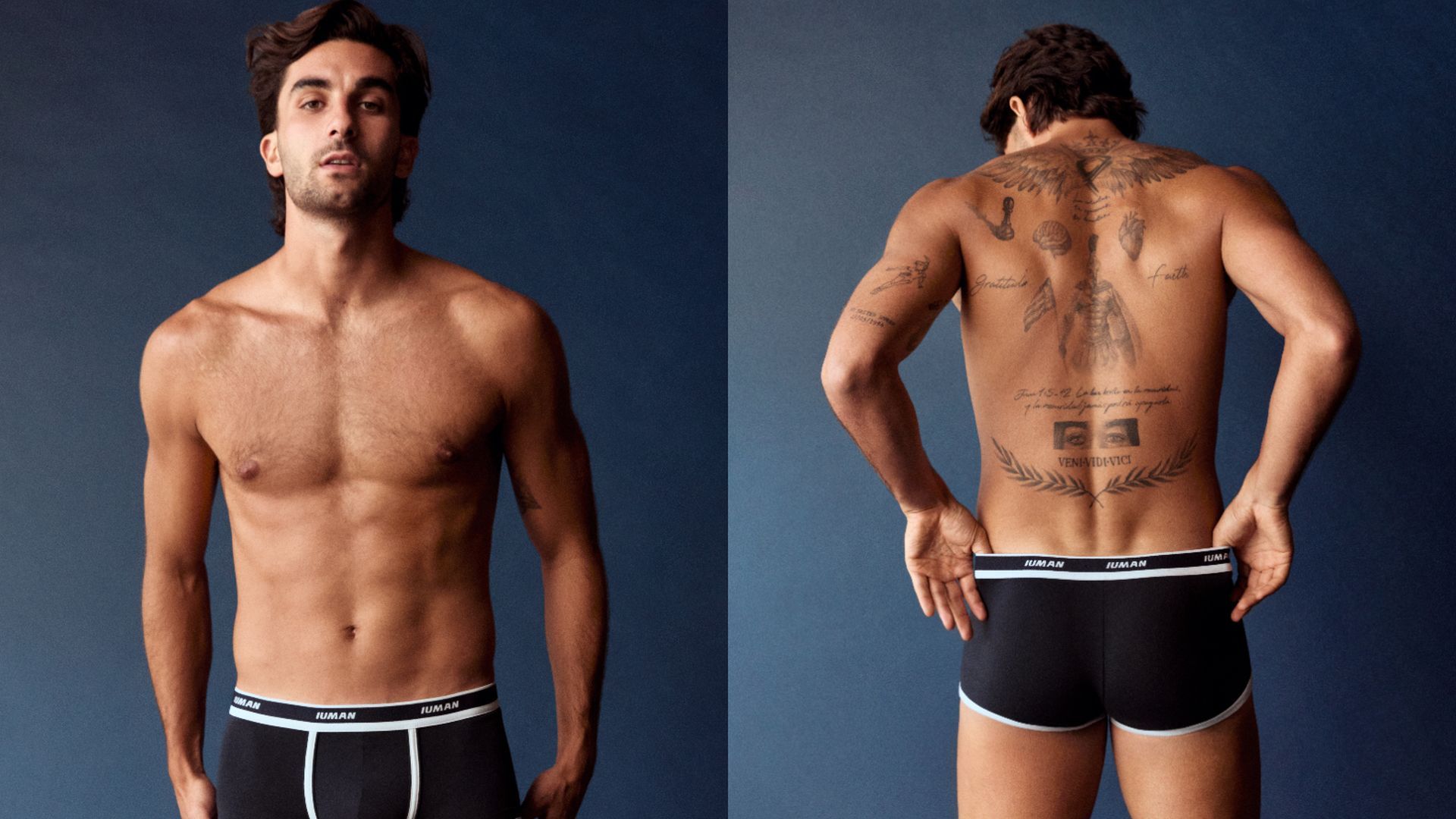 Las fotografías de la campaña revelan los tatuajes de la espalda de Ferran