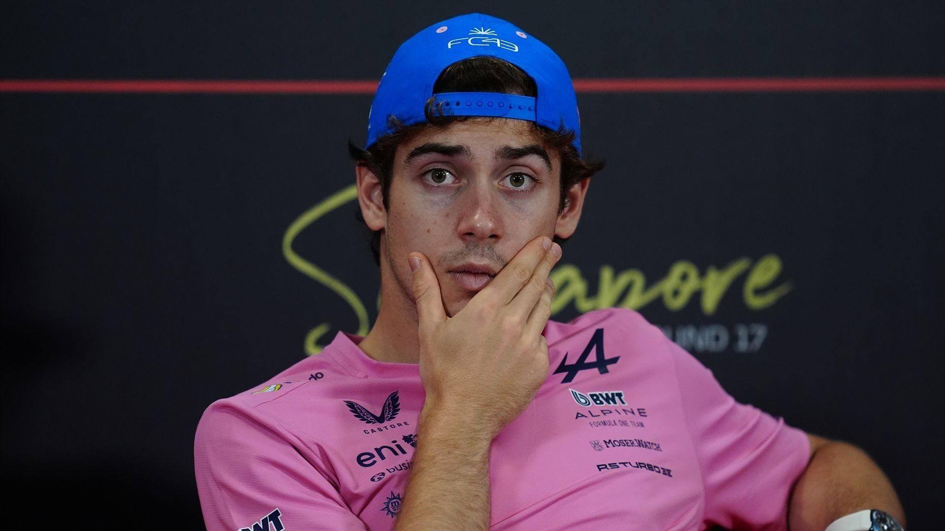 Franco Colapinto durante la rueda de prensa del jueves en el Gran Premio de Singapur Franco Colapinto durante la rueda de prensa del jueves en el Gran Premio de Singapur