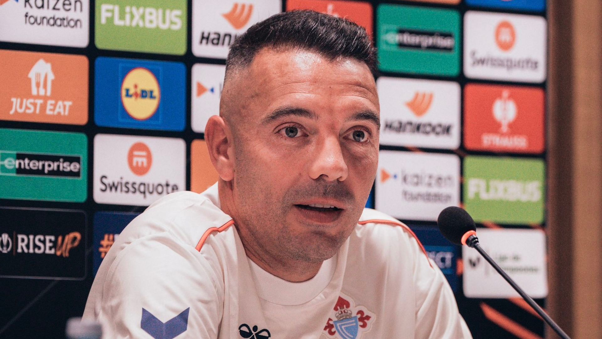 Iago Aspas en la sala de prensa previa Iago Aspas en la sala de prensa previa