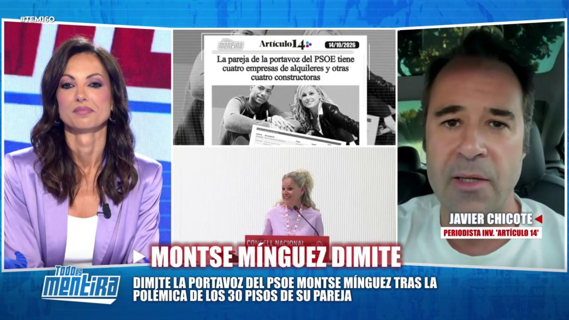 Javier Chicote opina sobre la dimisión de Montse Mínguez tras la información que publicó sobre su pareja: "No contemplaba otra cosa"