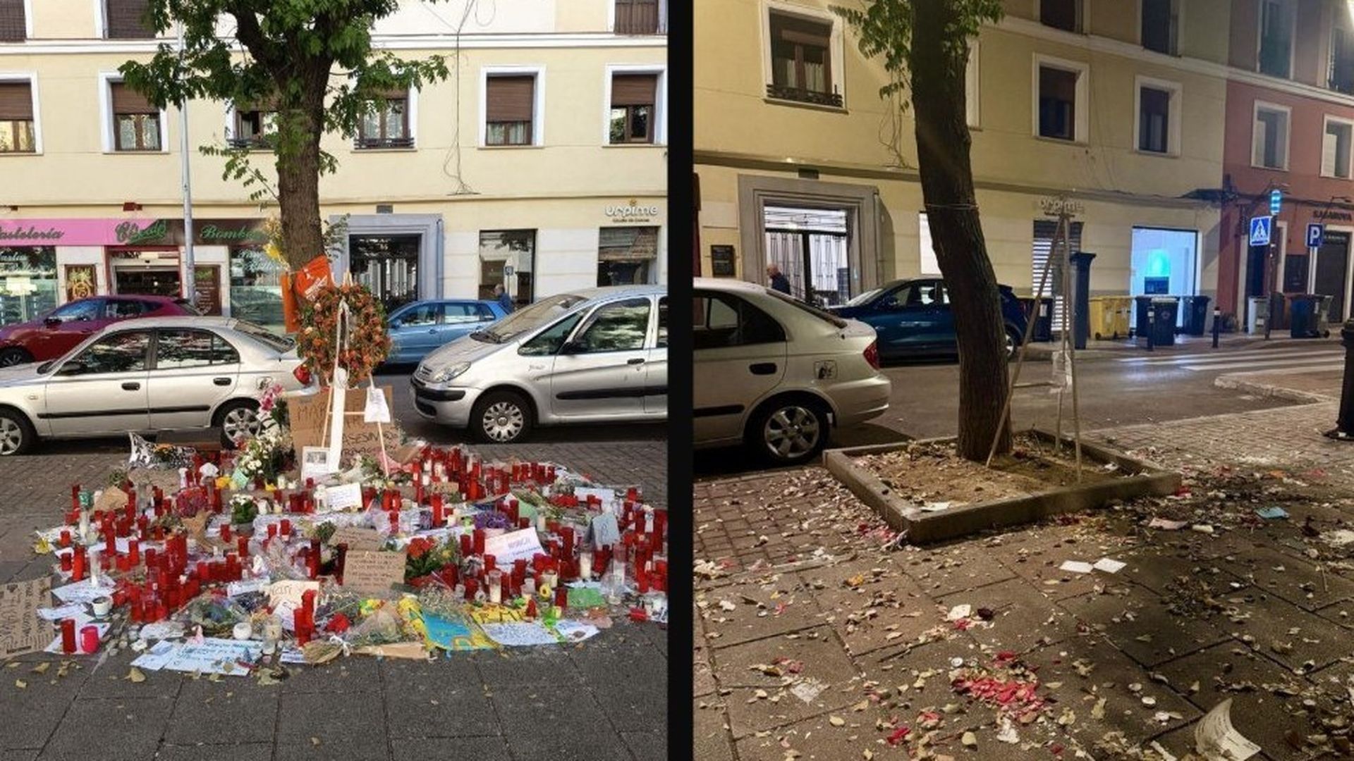Comparativa entre la imagen que ofrecía el altar levantado antes y después de su vandalización Comparativa entre la imagen que ofrecía el altar levantado antes y después de su vandalización