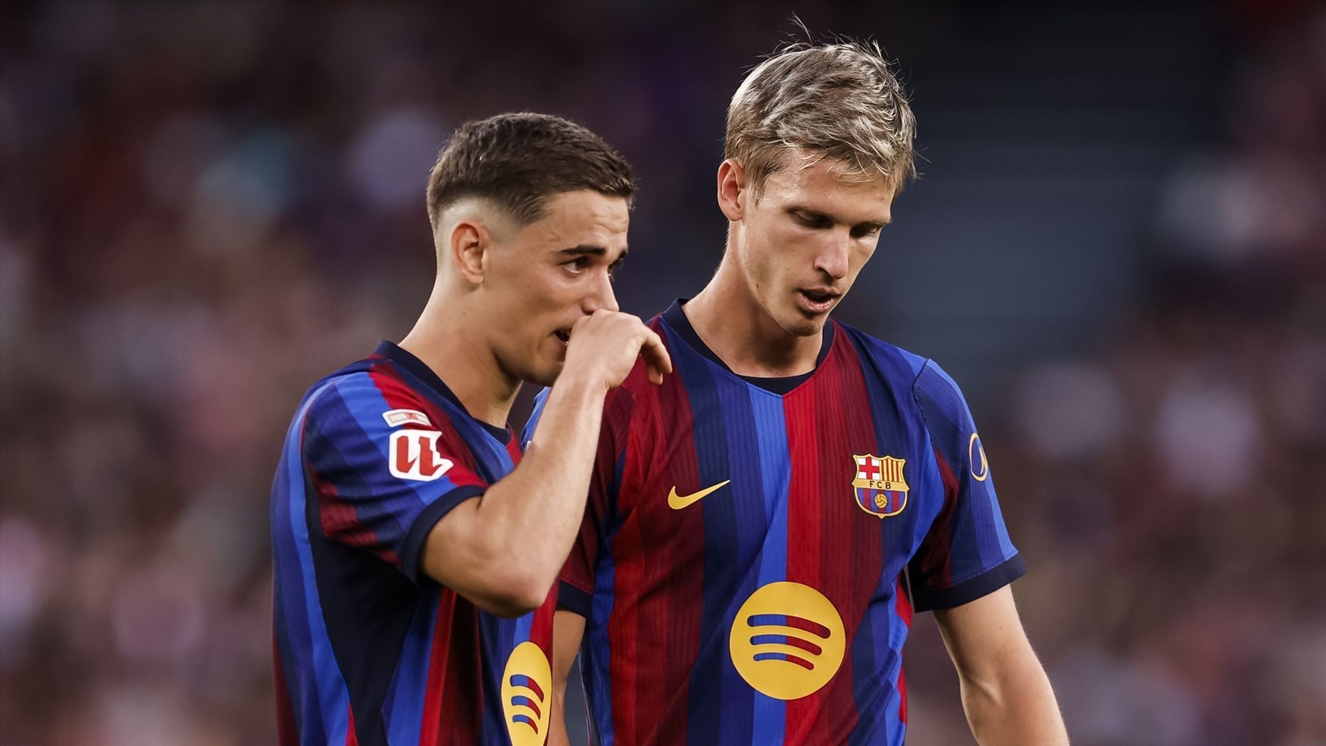 Gavi y Dani Olmo, en un partido del Barça Gavi y Dani Olmo, en un partido del Barça