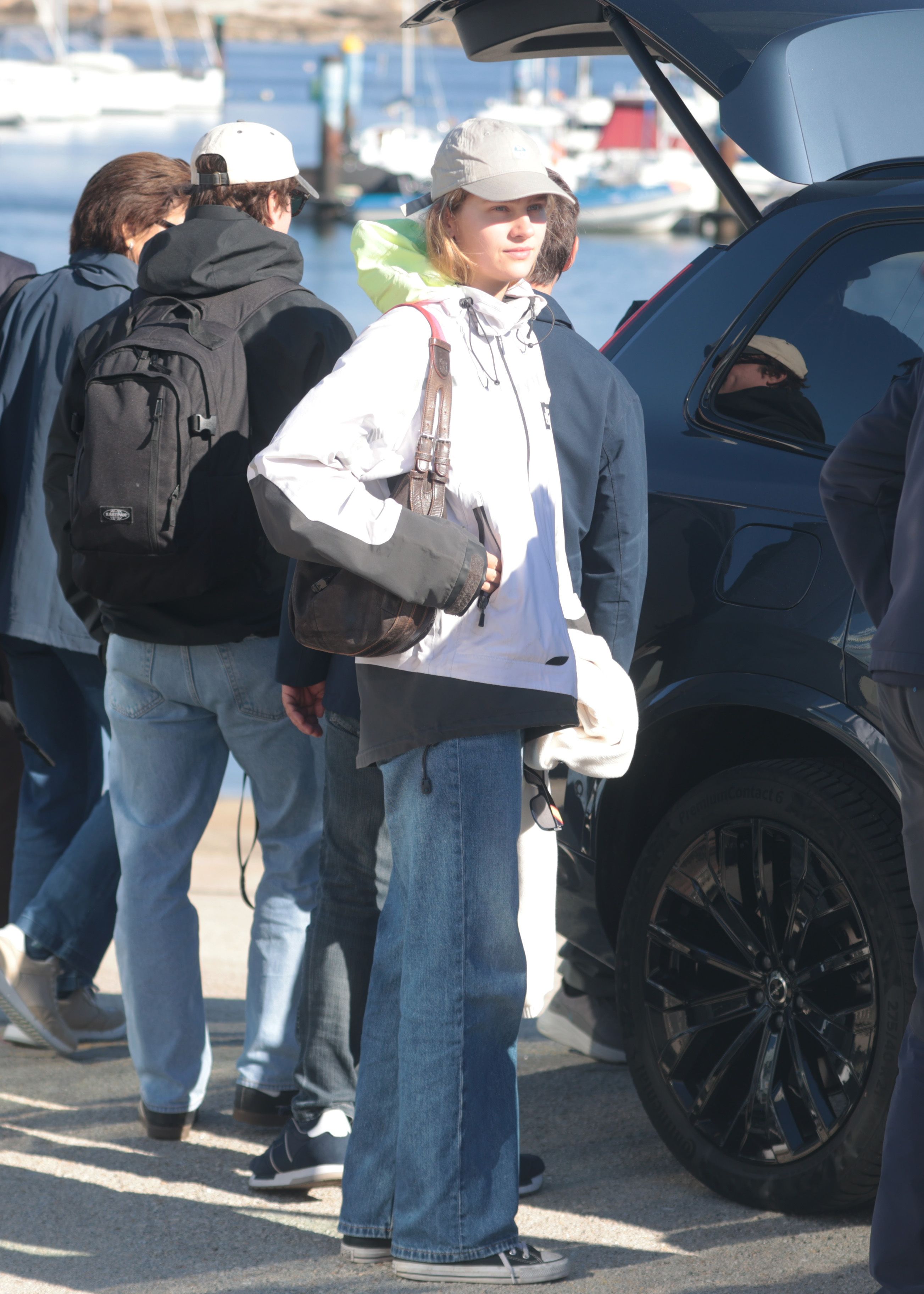 Irene Urdangarin a su llegada al puerto de Sanxenxo