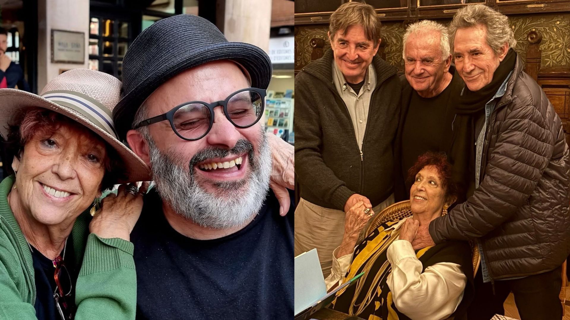 Fotomontaje en el que vemos a Maruja en septiembre del año pasado con Edu Galán y a la derecha con Luis García Montero, Víctor Manuel y Miguel Ríos ayer, en el Ateneo Fotomontaje en el que vemos a Maruja en septiembre del año pasado con Edu Galán y a la derecha con Luis García Montero, Víctor Manuel y Miguel Ríos ayer, en el Ateneo