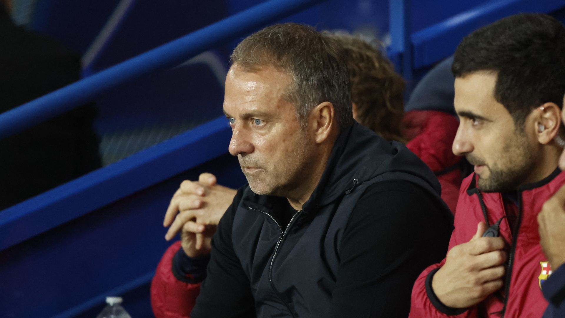 Hansi Flick, durante el PSG-Barcelona.