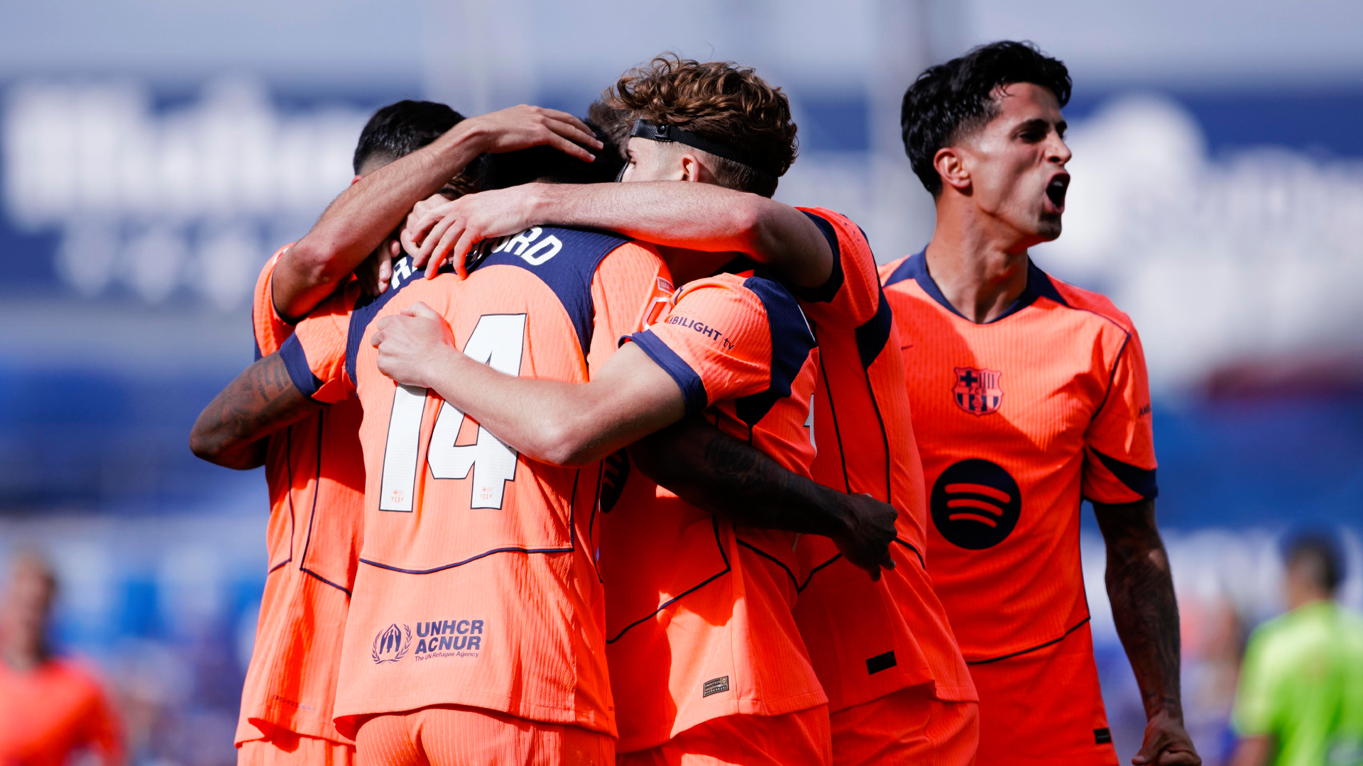 Los jugadores del Barcelona celebran un gol en Getafe Los jugadores del Barcelona celebran un gol en Getafe