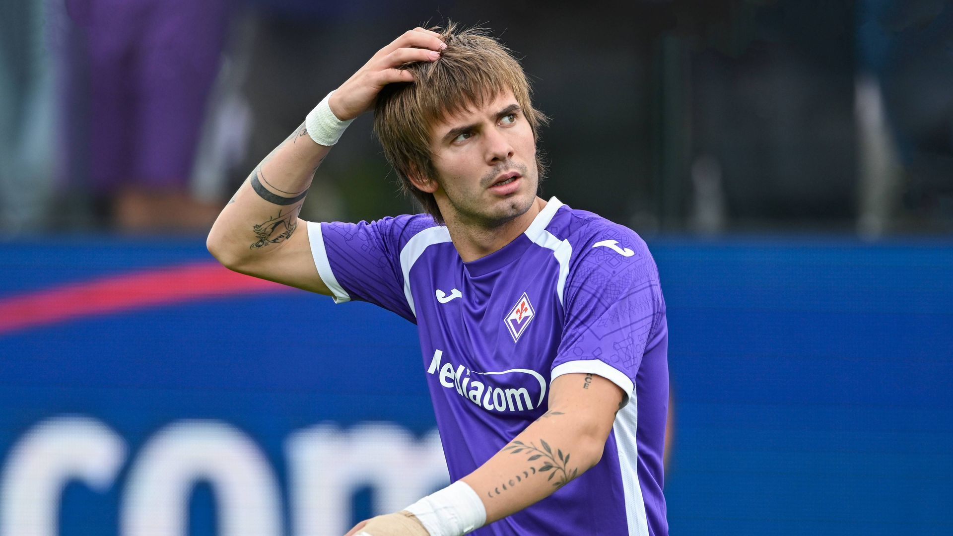 Mastantuono, con la Fiorentina. Mastantuono, con la Fiorentina.