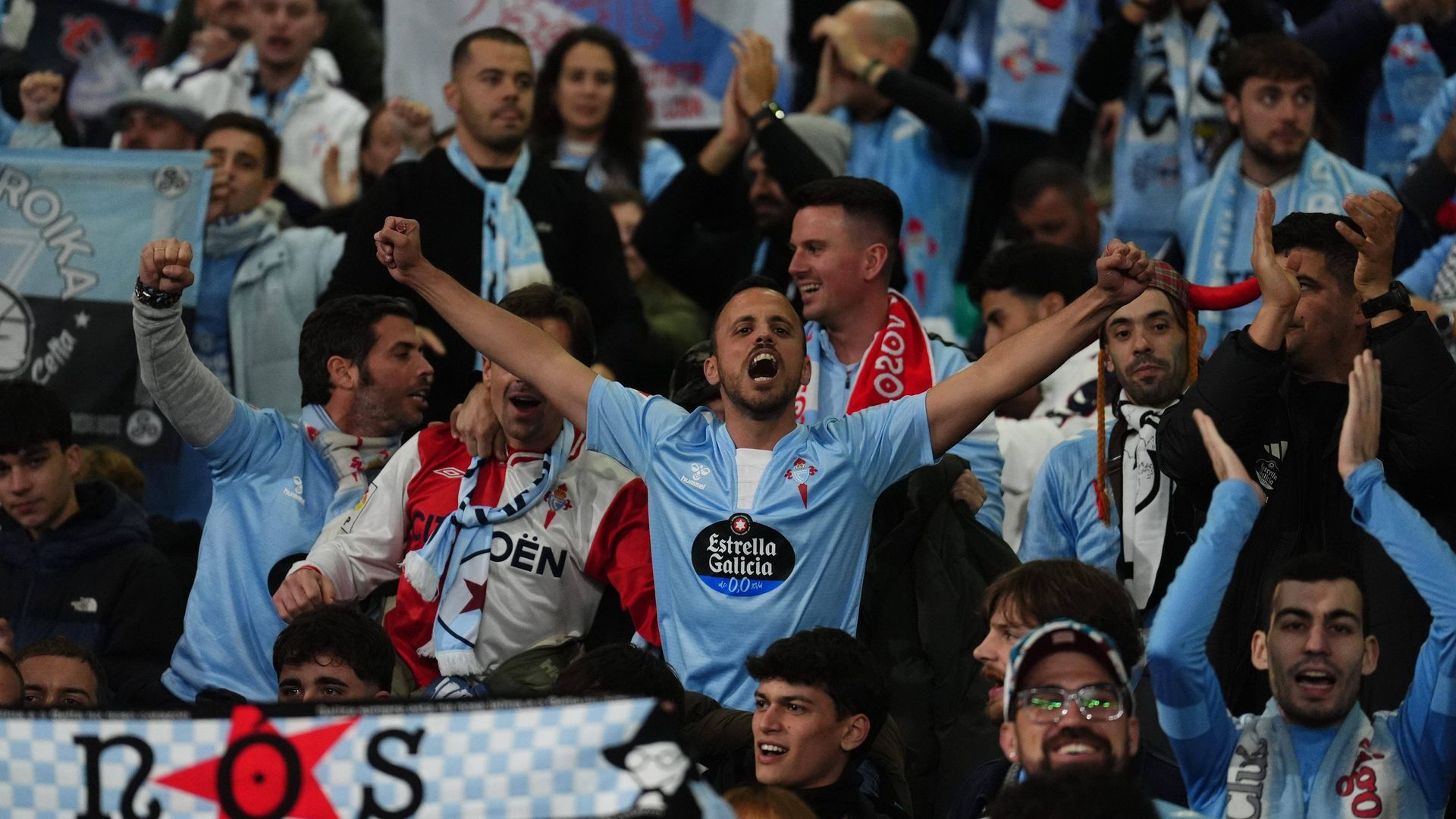 La afición del Celta de Vigo, en Glasgow