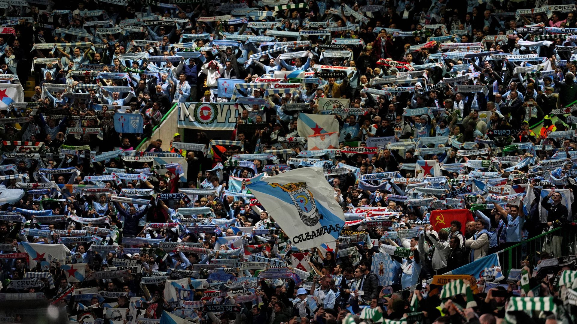 La afición del Celta de Vigo, en Glasgow
