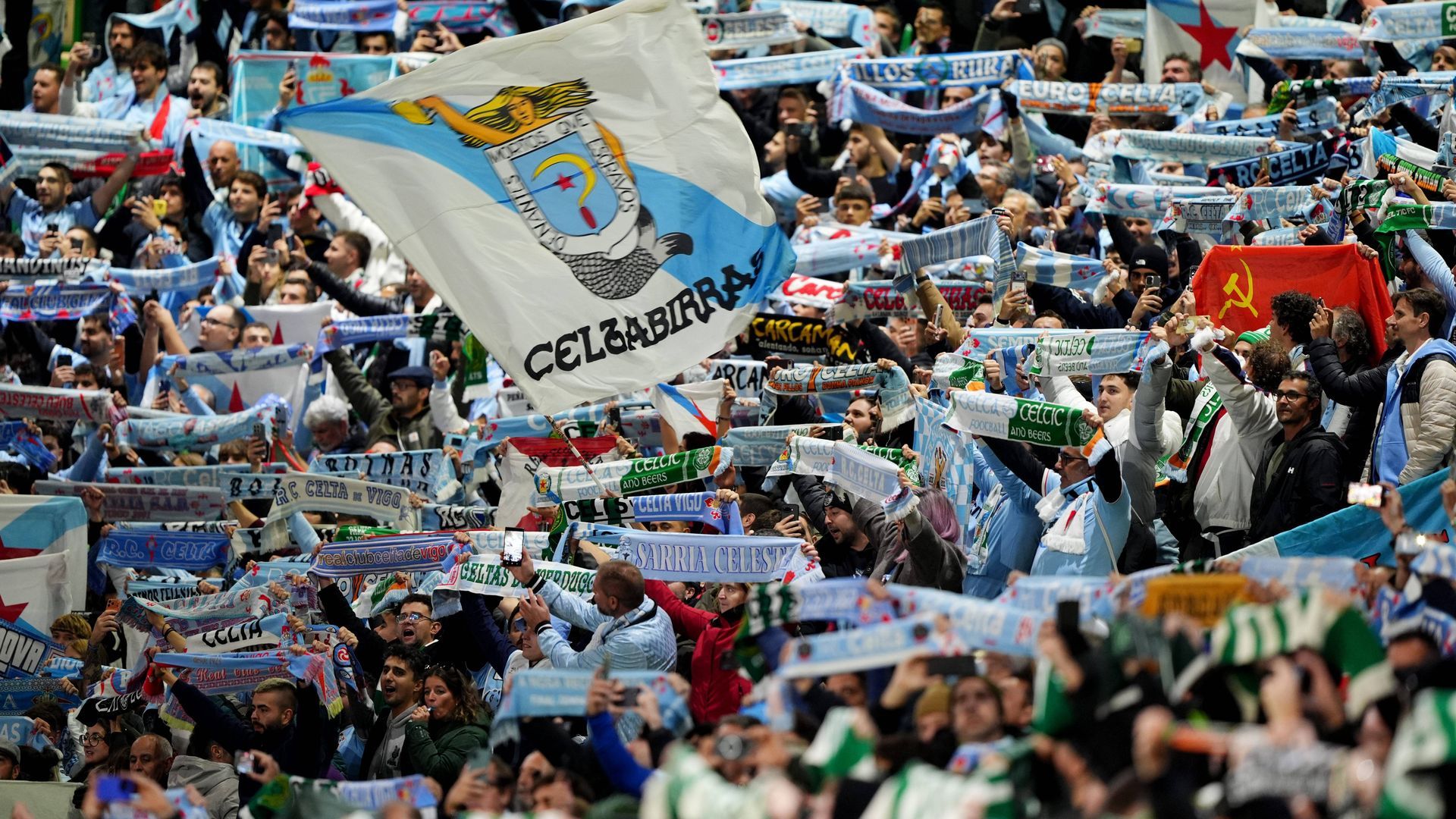 La afición del Celta de Vigo, en Glasgow