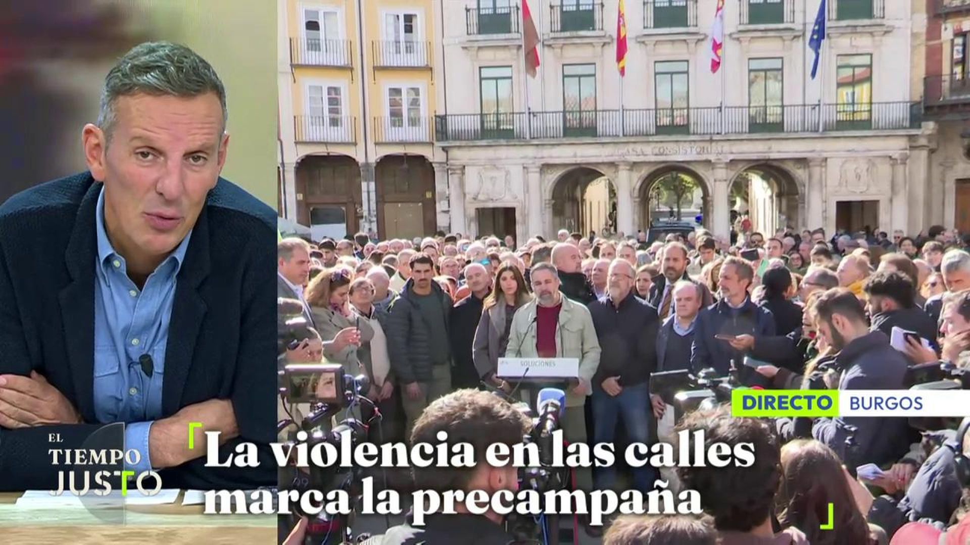 Policía herido en los disturbios de A Coruña tras un mitin de Abascal: "Es lo que pasa cuando el delegado del Gobierno les deja manifestarse allí" Policía herido en los disturbios de A Coruña tras un mitin de Abascal: "Es lo que pasa cuando el delegado del Gobierno les deja manifestarse allí"