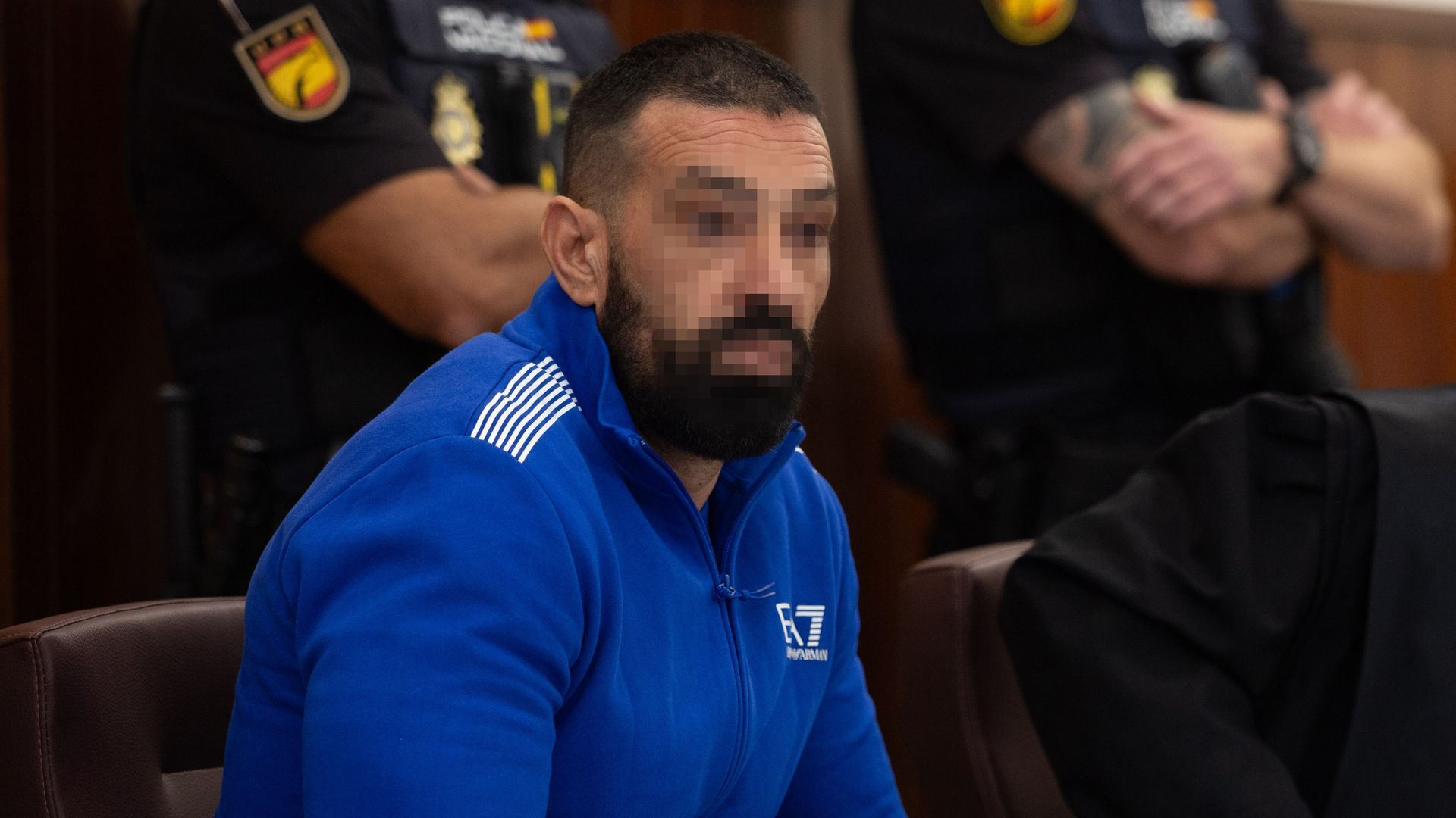 El acusado principal, M.S., alias 'El Baba', durante la segunda sesión del juicio por el asesinato de El Torrejón en Huelva El acusado principal, M.S., alias 'El Baba', durante la segunda sesión del juicio por el asesinato de El Torrejón en Huelva