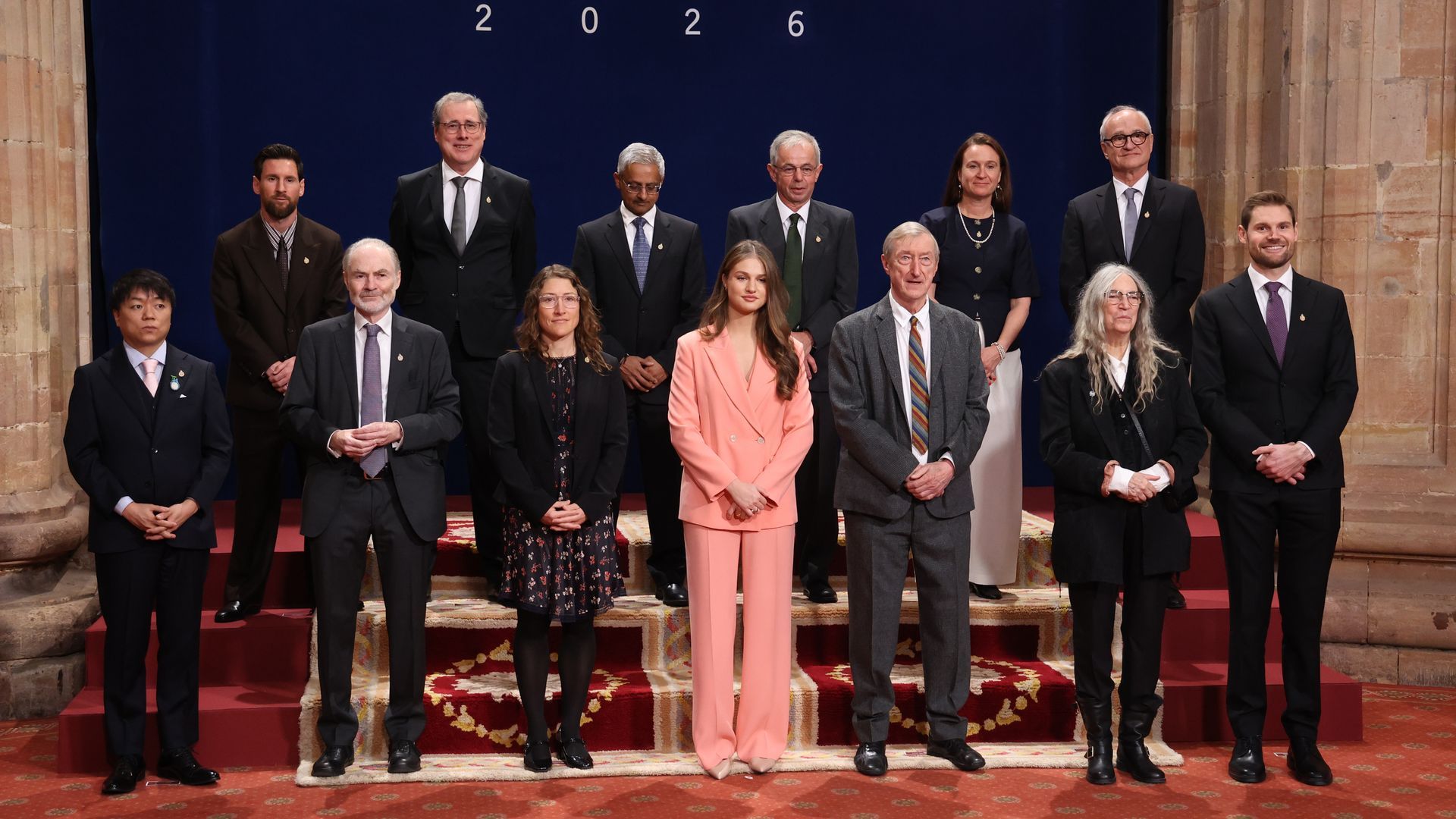 Foto de familia durante la recepción de los Premiados Princesa de Asturias 2026