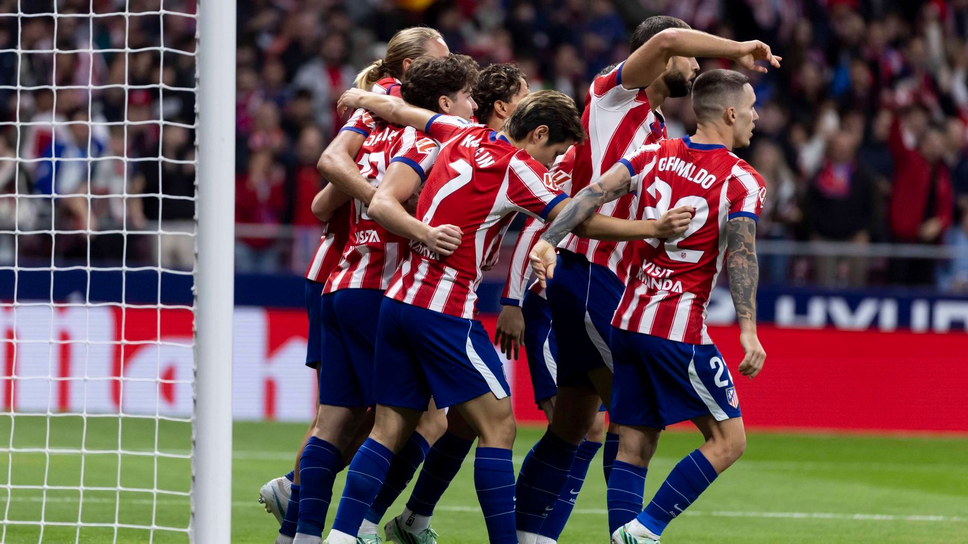 El Atlético de Madrid celebra un gol ante el Dépor El Atlético de Madrid celebra un gol ante el Dépor