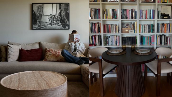 Tanto el salón como el comedor se ven cálidos y elegantes