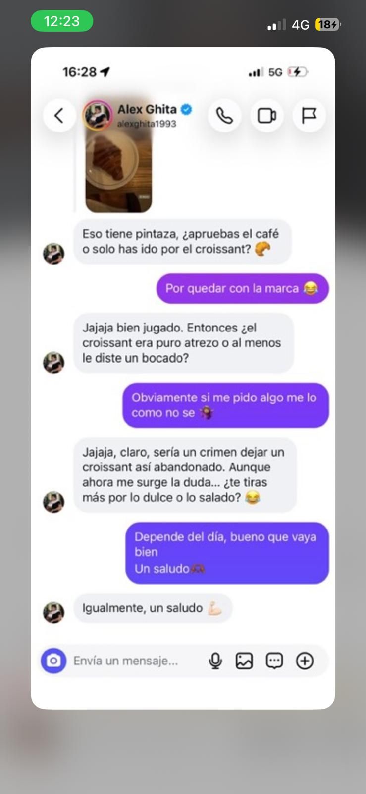 Los mensajes que intercambió con Álex Guita