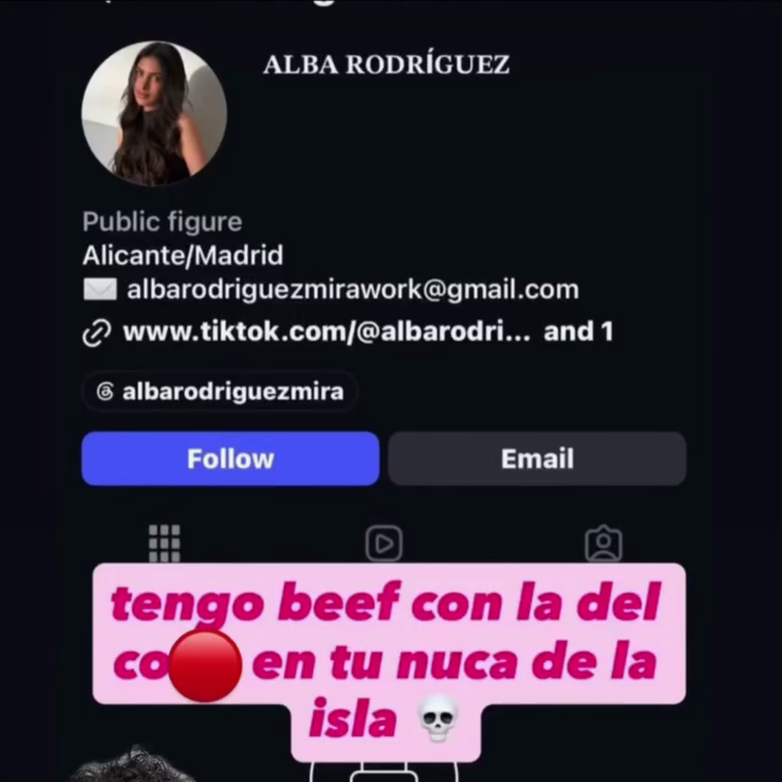 Uno de los 'stories' de la chica con la que su ilusión le fue infiel