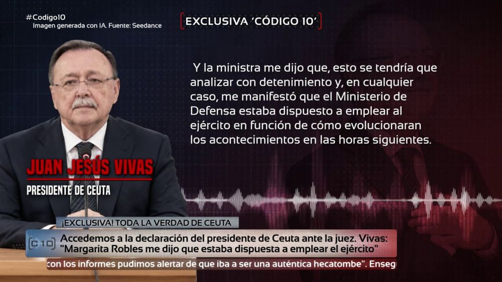 Juan Jesús Vivas, presidente de Ceuta, ante la jueza Tardón: "Margarita Robles dijo que estaba dispuesta a emplear el ejército"