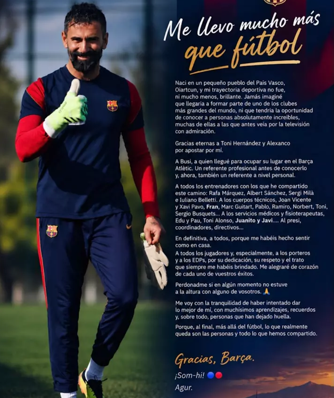 Ubai Alba se despide del Barça