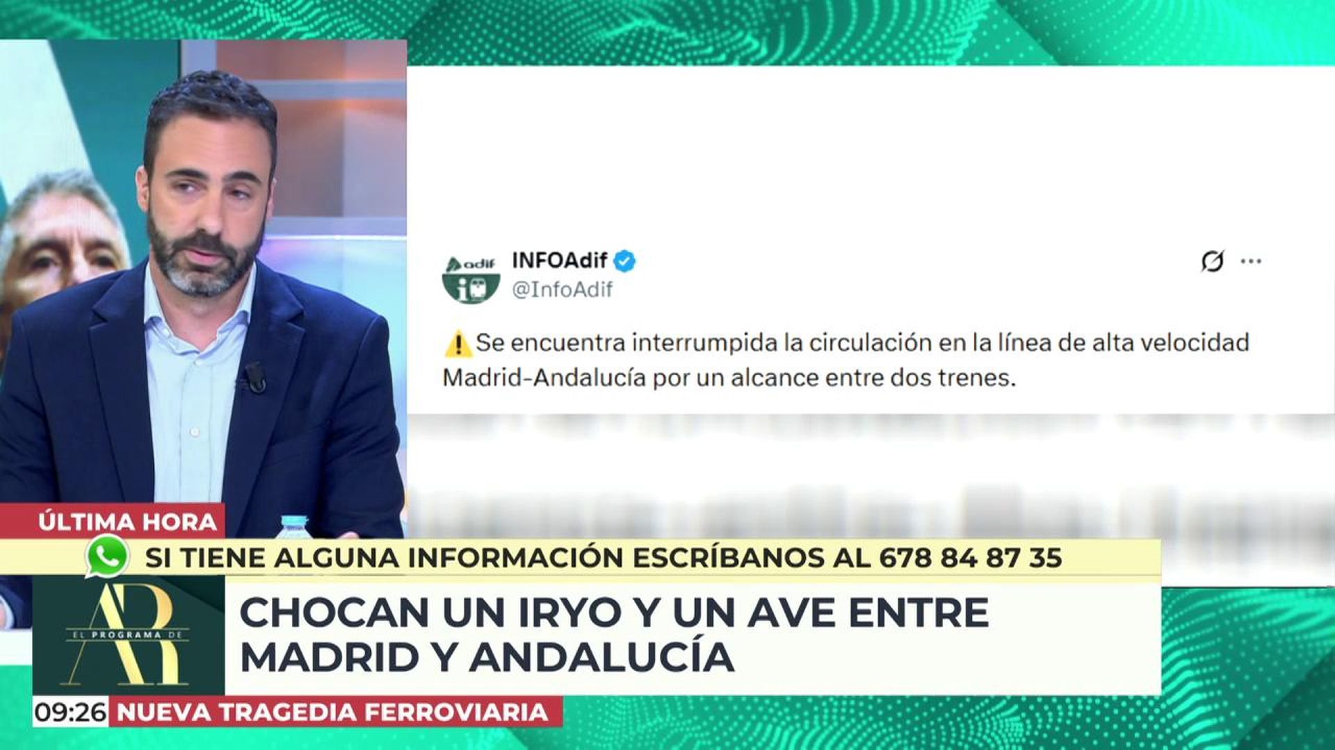 El cuñado del colaborador Alberto Sotillos, desde el tren colisionado en Urda: "Hay muchos muertos. Esto es horrible"
