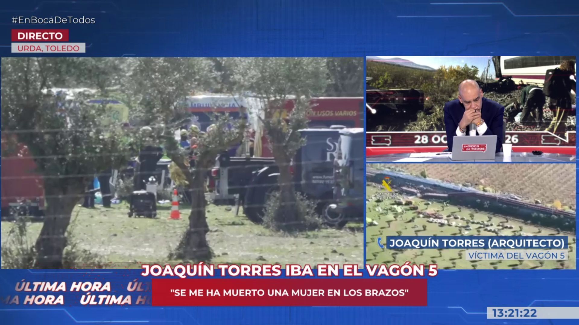 El desgarrador testimonio de Joaquín Torres, víctima de uno de los trenes accidentados: "Se me ha muerto una mujer en los brazos"